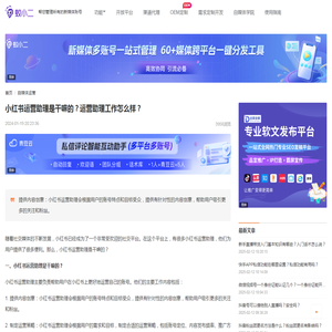 小红书运营助理是干嘛的？运营助理工作怎么样？-蚁小二